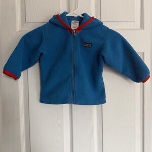 Patagonia Kids Fleece Hoodie in Blue with Red Trim Size 24 month Patagonia.